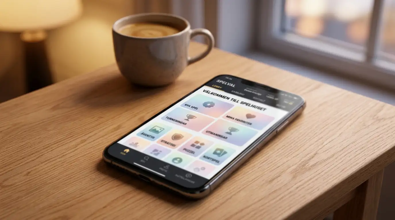 Mobilcasino utan spelpaus – smartphone med generisk casinolobby